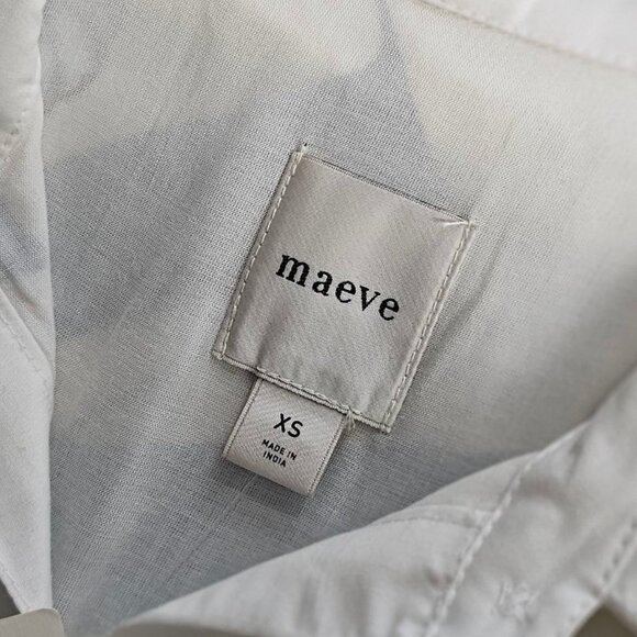 Anthropologie Maeve Sleeveless Midi Shirt Dress, Nautical, Smocked, Button, XS - Picture 9 of 10